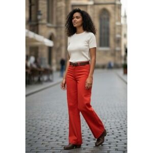 Vintage Mallory Of Dallas Pants Womens 11 Rust Red Orange Wide Leg High Rise 70s